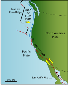 model of the fault lines on the pacific coast line
