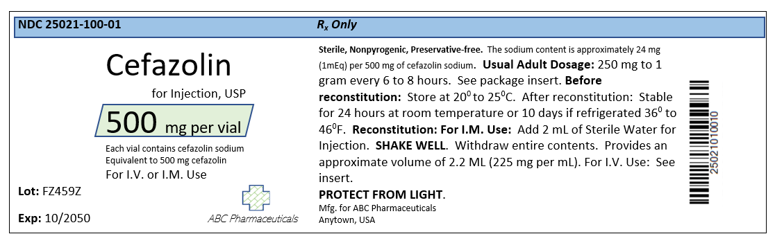 Photograph showing label for 500 milligram vial of Cefazolin