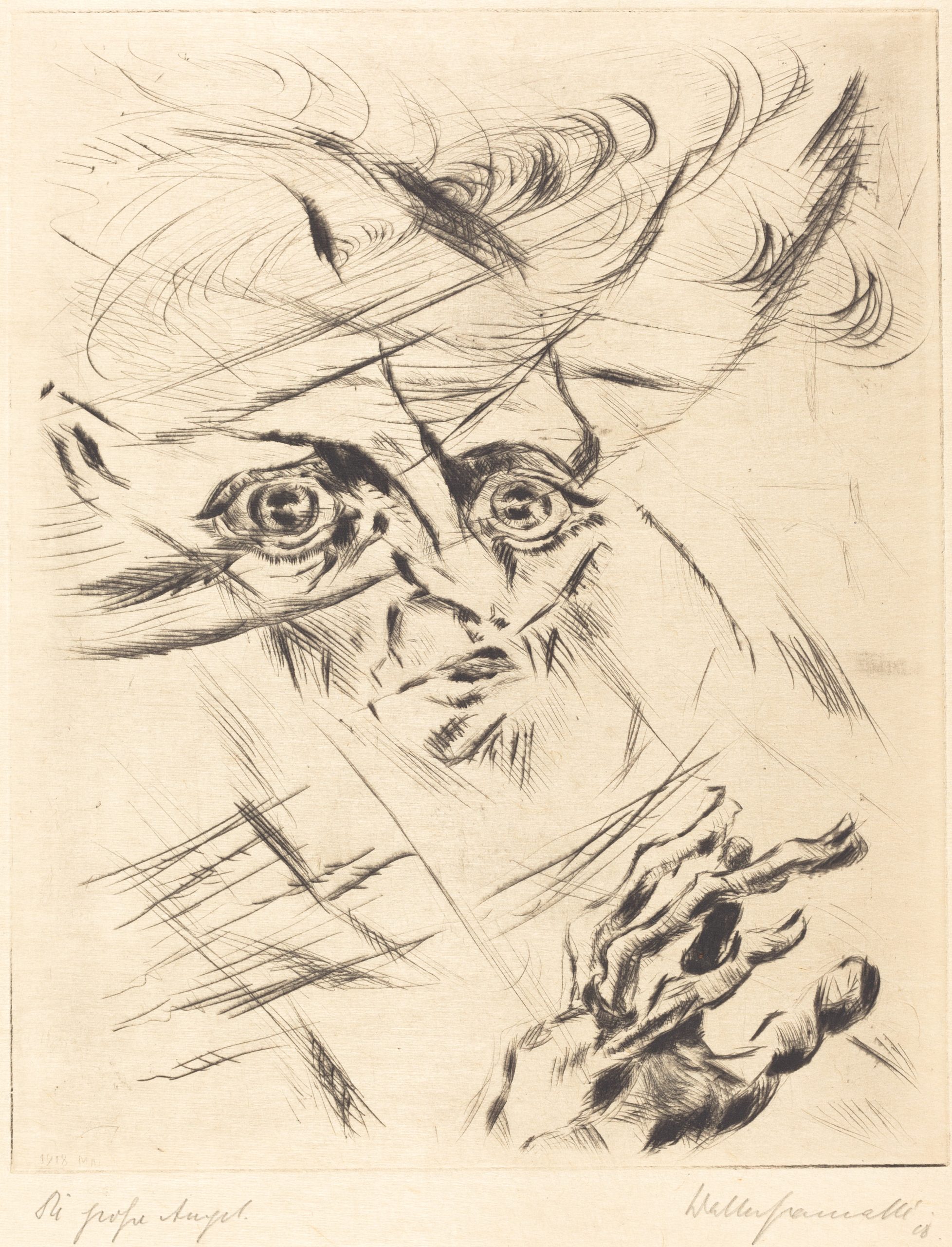 “Walter_Gramatté,_Die_Grosse_Angst_(The_Great_Anxiety),_1918,_NGA_71292.jpg” by Walter Gramatté is licensed in the Public Domain Image shows The Great Anxiety art work