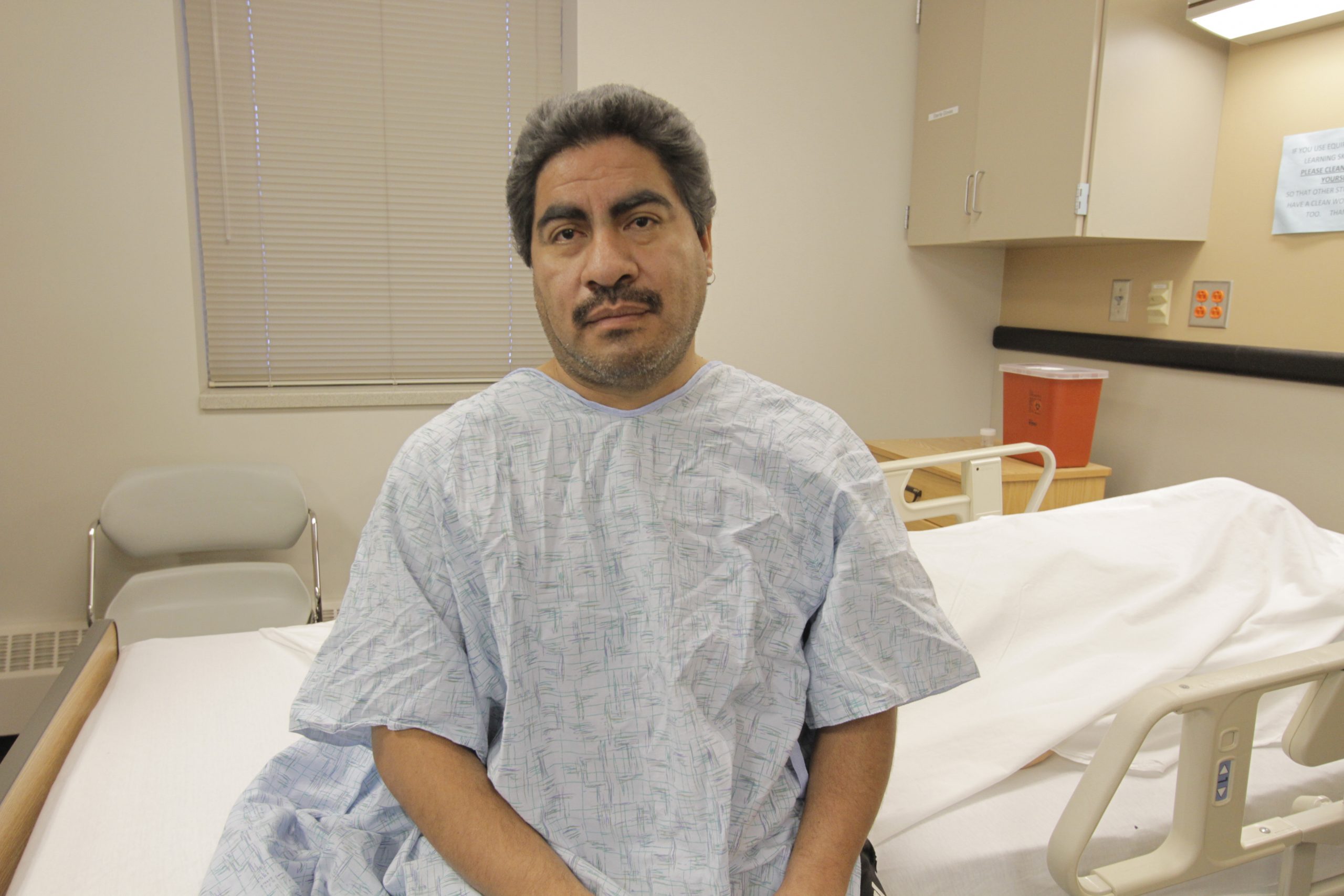 Photo of simulated patient facing camera