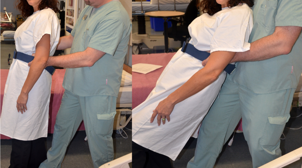 “Sept-22-2015-132-001.jpg” and “Sept-22-2015-133.jpg” by unknown authors are licensed under CC BY 4.0. Access for free at https://opentextbc.ca/clinicalskills/chapter/3-7-fall-prevention/ Image of a nurse Lowering a simulated Patient to the Floor